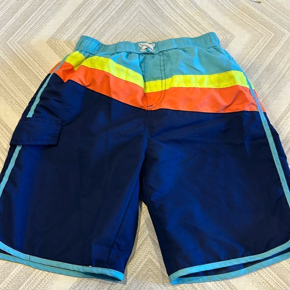 iXtreme Boys Neon and Navy Lines Swim Trunks
